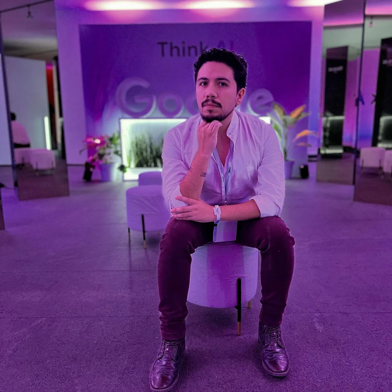 Alexis Soubran at an event with purple lighting