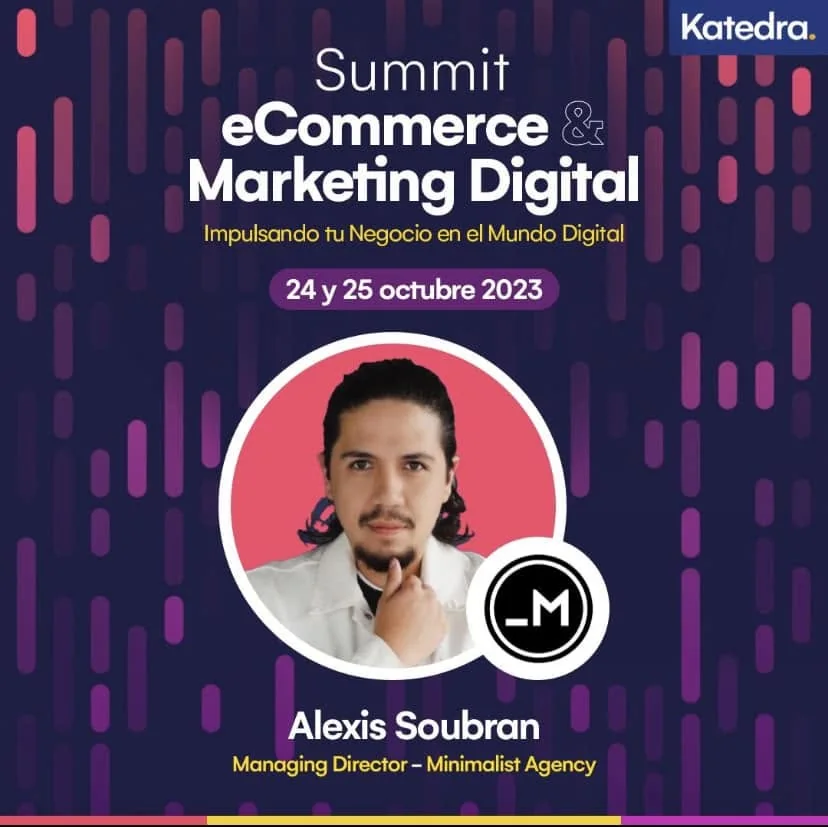 Kätedra Summit eCommerce and Marketing Digital speaker artwork naming Alexis Soubran, October 24 and 25, 2023